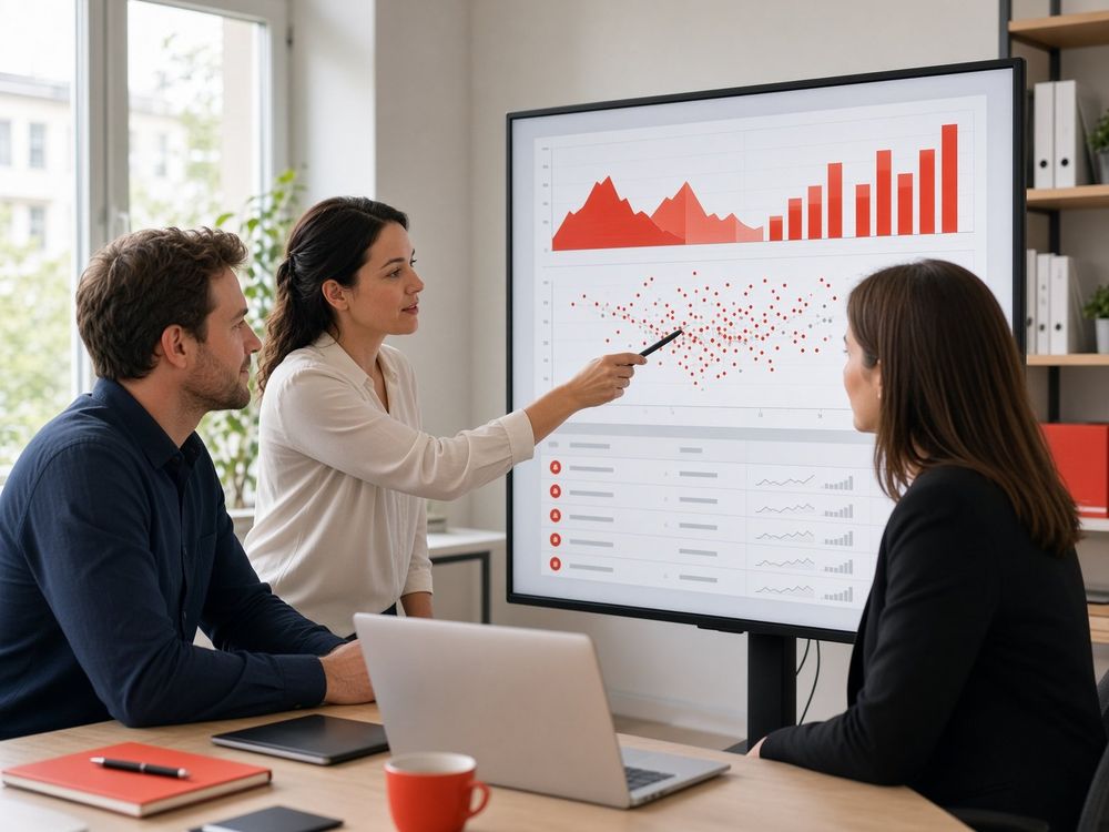 Vertriebsteam bespricht qualifizierte Interessenten